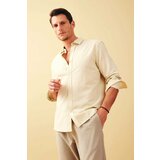 Defacto Modern Fit Polo Neck Linen Blended Long Sleeve Shirt Cene