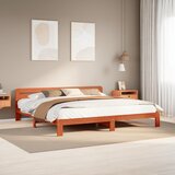 Maison Chic Posteljni okvir - Dvoposteljna postelja - Zakonska postelja brez vzmetnice vošč. rjava 200x200 cm borovina-J4653, (21761492) | Shoptok.si
