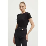 Elisabetta Franchi Bombažna kratka majica ženska, črna barva, MA00546E2