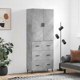 vidaXL Visoka komoda siva betona 69 5x34x180 cm od konstruiranog drva | shoptok.hr