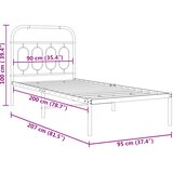  Metalni okvir za krevet s uzglavljem bijeli 90x200 cm | shoptok.hr