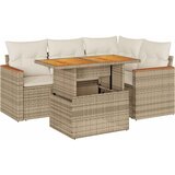  5-dijelni set vrtnih sofa s jastucima poliratan i bagrem bež | shoptok.hr