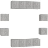 vidaXL 8-dijelni set TV ormarića siva boja betona konstruirano drvo - Beton siva 1 120 cm | shoptok.hr