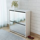 vidaXL Omarica za čevlje 2 nadstropna z ogledalom bela 63x17x67 cm, (20709904) Cene