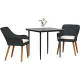  Vrtni set za objed 3 kom. Crna poliratan | shoptok.hr