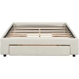 Lumor Dvoposteljna oblazinjena postelja 140x200 cm brez vzglavja – s 3 predali – lanena tkanina – bež, (22150837) | Shoptok.si