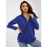 Fashion Hunters Women's Cobalt Blue Classic Long Sleeve Shirt Cene