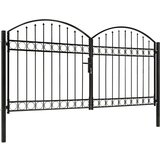 Dvostruka vrata za ogradu s lučnim vrhom čelična 300x125 cm crna | shoptok.hr