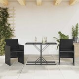  3-dijelni bistro set s jastucima crni od poliratana Cene
