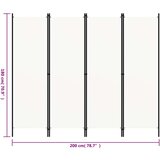 vidaXL Paravan 4-delni kremno bel 200x180 cm | Shoptok.si