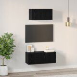  Set TV komoda Zidne Ostalo s pohranom s vratima 2 pcs Crni hrast 80 x 30 x 30 cm | shoptok.hr