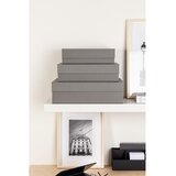 Bigso Dekorativne sive kartonaste škatle za shranjevanje v kompletu 3 ks s pokrovom 42,5x29,5x13 cm Kian Paper Laminate – | Shoptok.si