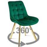  Okretna stolica SORIA 360, zeleni baršun, zlatne metalne noge | shoptok.hr