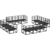 vidaXL Vrtna sedežna garnitura 12 pcs Črna 213 x 71.5 x 71 cm Aluminij | Shoptok.si