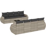 Maison Chic Seti vrtnega pohištva - Vrtna garnitura - Vrtni pohištvo set 9-delna z blazinami sv. siv poli ratan, (21797221) | Shoptok.si