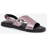 VINCEZA Flat Ladies Sandals With Decorative Detail Silver 17378 | Shoptok.si