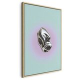  Slika - Metallic Form - Abstract Sculpture on a Mint Background with a Purple Halo 80x120 U prirodnom drvenom okviru | shoptok.hr
