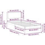  Okvir za krevet s uzglavljem Svijetlo siva 90 x 190 cm | shoptok.hr