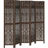  The Living Store Paravan 5-delni temno rjav trden les pavlovnije - Pregrada Za Prostor, (21494102) | Shoptok.si