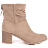 Shelvt Beige suede women's ankle boots with a crinkled upper | shoptok.hr