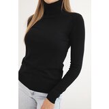 Kesi Włoski Women's viscose sweater with a turtleneck and long sleeves black | shoptok.hr