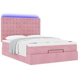  Otomanska postelja z vzmetnicami & LEDs roza 140x190cm žamet, (22053658) | Shoptok.si