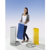 VAR Postaja za zbiranje surovin, prostornina 3 x 30 l, VxØ 950 x 420 mm, s strešico, rumena, modra, rdeča | Shoptok.si