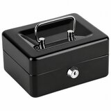  Metalna kasa za denar s ključem 13x10 cm - črna | Shoptok.si
