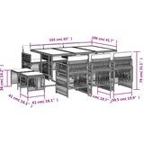  Vrtna jedilna garnitura 11-delna z blazinami siv poli ratan, (21018775) | Shoptok.si