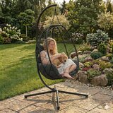 Multi Garden samostojeća viseća vrtna ljuljačka u obliku jaja do 120 kg s jastucima, crna | shoptok.hr