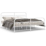 Furnova Kovinski posteljni okvir z vzglavjem in vznožjem bel 193x203 cm, (21939343) | Shoptok.si