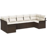  7 Delni set vrtnih kavčev s blazinami rjava poli ratan | Shoptok.si