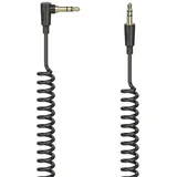 audio kabel (1m, 3.5mm muški na muški, spiralni/coil, crni)
