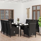  9-dijelni vrtni blagovaonski set s jastucima crni | shoptok.hr
