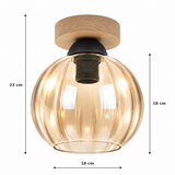Brilagi LED plafonsko svetlo R GLASS 1xE27/60W/230V Ø 18 cm hrast/zadimljeno bež | Eponuda.com