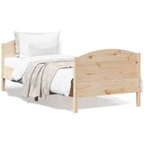 vidaXL Posteljni okvir z vzglavjem bel 75x190 cm trdna borovina Cene