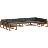  Set vanjskih sofa 10 kom. Prirodna i antracit Smeđa 483 x 245,5 x 73 cm | shoptok.hr