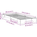  Krevet s daskama s pohranom Smeđa 80 x 210 cm Masivna borovina | shoptok.hr