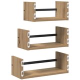  Set zidnih polica s policom 3 pcs Umjetnički hrast 40x16x14cm | shoptok.hr