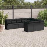  10-dijelni set vrtnih sofa s jastucima crni od poliratana | shoptok.hr