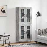 vidaXL Visoka komoda betonsko siva 69,5x34x180 cm inženirski les | Shoptok.si