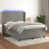 vidaXL Krevet box spring s madracem LED svjetlosivi 140x190 cm baršun Cijene