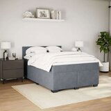 vidaXL Box spring postelja z vzmetnico temno siva 140x200 cm žamet | Shoptok.si