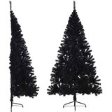  Umjetna polovica božićnog drvca sa stalkom crna 180 cm PVC | Eponuda.com