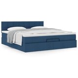 vidaXL Otomanski posteljni okvir z vzmetnico moder 160x200 cm blago | Shoptok.si