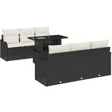 vidaXL 7-delna vrtna garnitura s blazinami Črni Poly Rattan, 2-sedežni vrtni kavč s blazinami Črni Poly Rattan Cene