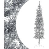  Tanka umjetna polovica božićnog drvca sa stalkom srebrna 120 cm | shoptok.hr