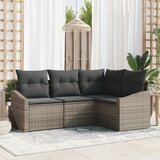 vidaXL 4-delni vrtni jedilni set z blazinami siva poli ratan, (22092571) | Shoptok.si