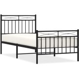  The Living Store Kovinski posteljni okvir z vzglavjem in vznožjem črn 90x200 cm - Posteljni Okvir, (21454226) | Shoptok.si