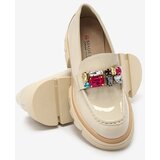 Resti Lacquered cream moccasins with colorful stones Sarin | ePonuda.com